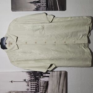 Tommy Bahama M Mens Green Flowers Silk Short Sleeve Btn Up Hawaiian Shirt